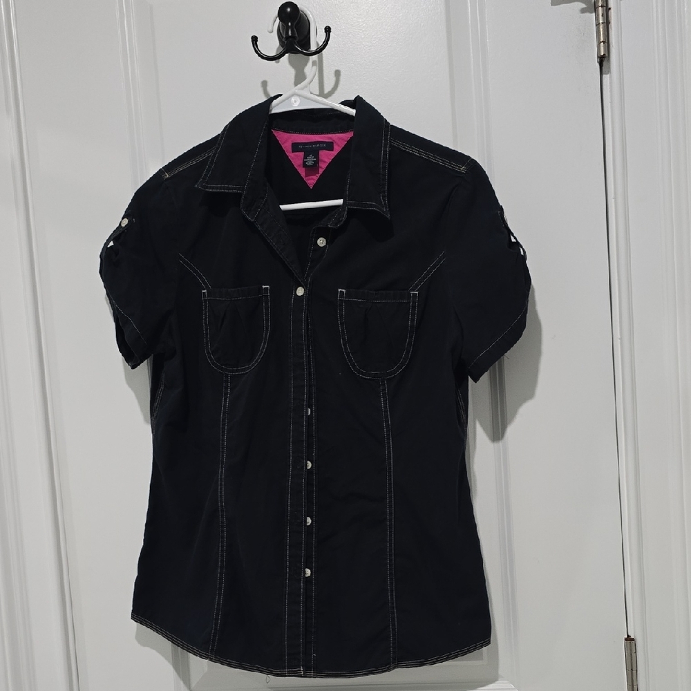 Tommy Hilfiger Black Shirt with Pink Accent
